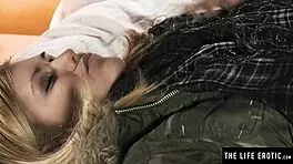 a daring blonde girl sneaks into a stranger's house and fingers her clit in lingerie