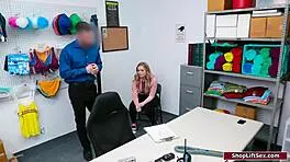 Teen student in lingerie gets fucked orally at office for stealing