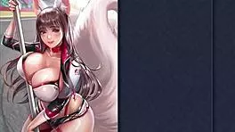 ep1 racer girl mikami teasing with big tits in outfit, monster hentai game 😏