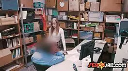 Teenage shoplifter Dolly Leigh SCREAMS while RIDING security guard's cock