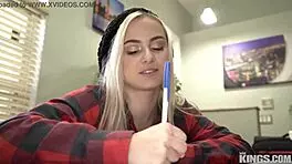 blonde aria banks in teen casting interview on sofa