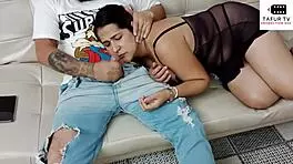 Hey, this massage with my stepmom went too far, I’m pounding her mouth full of cum!