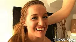 sweetheart enjoys facial after seductive couple play