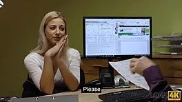 Sexy girl navigates casting interview with blowjobs and missionary sex for cash