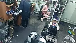 the slutty blonde casually fingers her pussy outdoors near a stranger