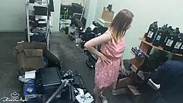 the slutty blonde casually fingers her pussy outdoors near a stranger