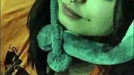 this cute teen in white wolf wants to suck my cock deepthroat style