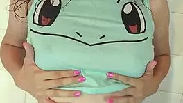 Nerdy Teen Showers Revealing Natural Tits And Shaved Pussy