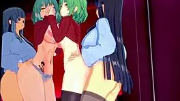 Man, Hikage and Ikaruga go wild in lesbian futanari hentai! 🔥