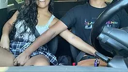 horny teen passenger rides in uber without panties, and the driver can't resist fucking her big ass