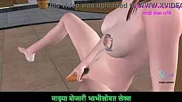 marathi audio sex story - an animated 3d porn video of a teen 18+ girl sitting on the floor and masturbating using carrot