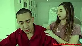 Petite amateur teen 18+ experiences rough deepthroat with gagging and choking sensations.