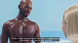 3d blonde with big tits enjoys beach animation