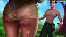 beautiful milf gets creampied by young cock in animated game