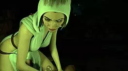 3d hentai princess leia from star wars teases with handjob joi