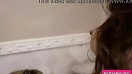 Sexy Busty Asian Lesbian's Pink Pussy Licked By Naughty Blonde In Bathroom