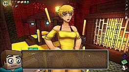 Hornycraft parody hentai game ep 45 contrasts femdom with huge cum on face.