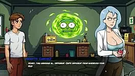 Morty's sister squirts in shower hentai game parody