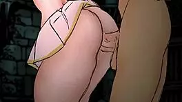frieren stuck in chest and heiter fucks her ass in hentai parody 😜