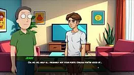 Morty's sister squirts in shower hentai game parody