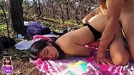 Fucking an amazing big dick in the forest during a wild Halloween outdoor romp.