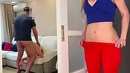 Stepdaughter spies stepdad banging stepmom, then gets her tiny 18+ pussy drilled - russian talk 😳