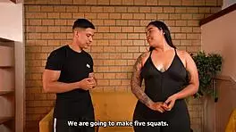 Big ass BBW bangs young 18+ trainer while husband’s away