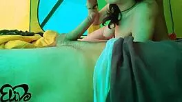 this soft titted babe sucks cock deep in the tent