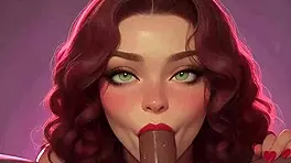 Redhead stepsister intensely sucks big black cock at club pov.