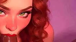 Redhead stepsister intensely sucks big black cock at club pov.