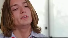 OMG, caught perv teen 18+ jerking off, now reverse gangbanged by busty stepmoms! 😜