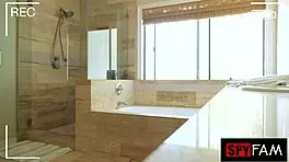 Damn! Stepbro Caught Jerking to Stepsis Cleaning Pussy at Pool