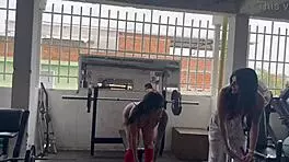 Transgender Trainer Commands Naked Squats in Gym with Big Tits and Tight Pussy Worship