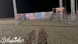 Fucking the young 18+ tattooed emo girl hard after carnival in public bathroom