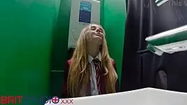 Gloryhole Teen 18+ Student Sucks Cock Through Nylon in Wild Session