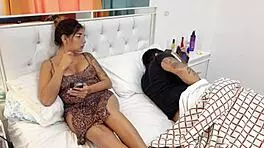 horny stepmom gives stepson a handjob on vacation