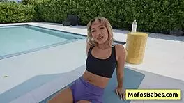Sexy Petite Blonde Luna Luxe Shows Natural Tits by Pool With Jmac