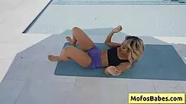 Sexy Petite Blonde Luna Luxe Shows Natural Tits by Pool With Jmac