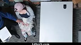 teen sneaks in for a quick fuck with the old officer to avoid punishment