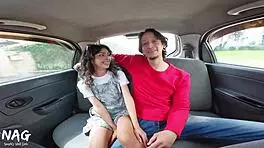 Petite 18+ Girl With Tight Pussy Fucked Outdoors In Uber By Big Cock