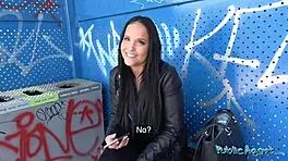 Wow, brunette student fucks outdoors for first time!