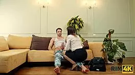 Rim4k Session to Fit In with Brunette in Stockings and Heels 😍