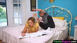 Family secrets unfold as step-dad rims petite stepdaughter in steamy exchange.