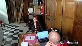 This shy redhead teen 18+ teases, Watch me ride cowgirl at my first casting!