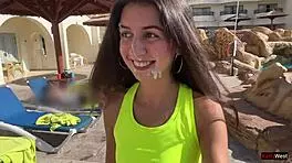 Fit teen enjoys facial after hardcore gym sex session