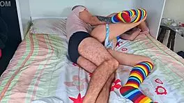 Stepmother surprises with unexpected nighttime visit, revealing big cock in homemade voyeur scene