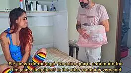 Stepmother surprises with unexpected nighttime visit, revealing big cock in homemade voyeur scene