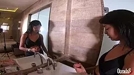 Lunna Real, tattooed Latina teen with big ass, prepares for anal during amateur interview