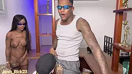 neighbor invites bodybuilder for tattoo chat with girlfriend in brazilian setting