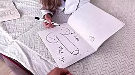 Creampie Stepsister for Stupidity in Oiled Fetish Session